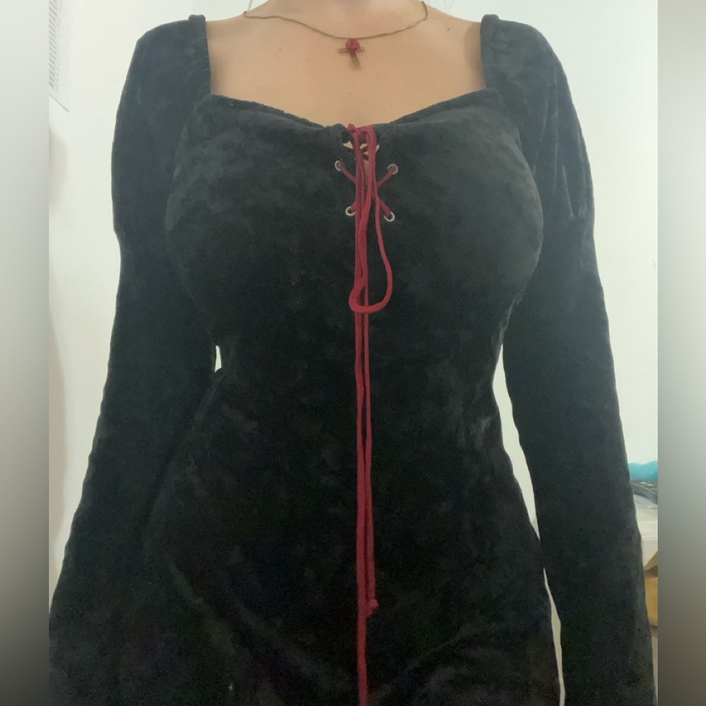 Vintage Morbid Threads Crushed Velvet Dress RARE